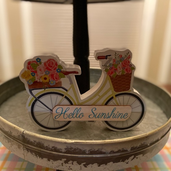 Bicycle Wood Signs Set Of 3 For Tier Trays, Enjoy The Ride, Hello Sunshine - Picture 3 of 15